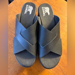 Sorel Cameron Women's Black Flatform Slide Sandals